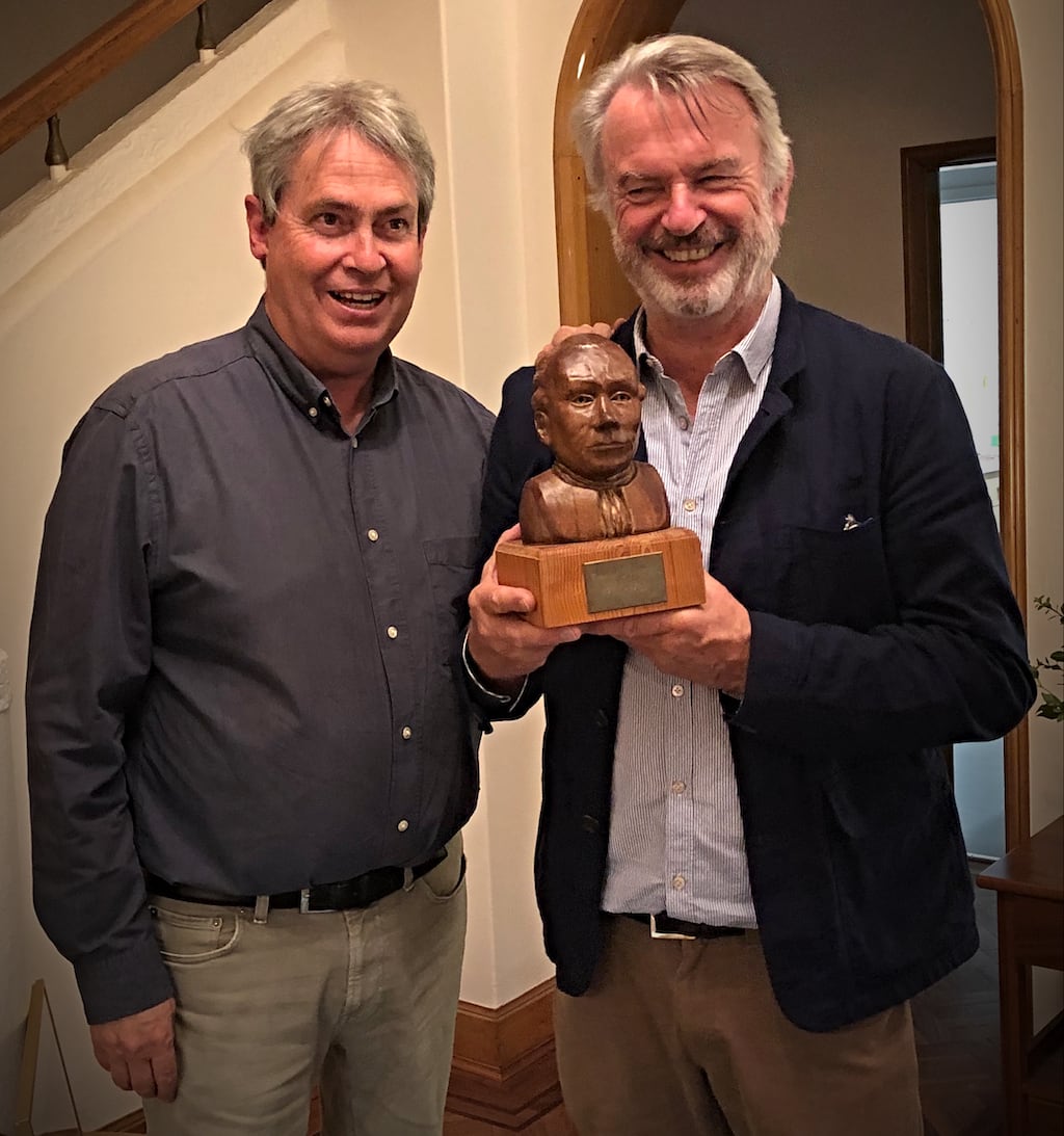 Sam Neill has been a great inspiration to many, not least through the documentary The Pacific: In the Wake of Captain Cook. Here we are together with a bust of Daniel Solander.