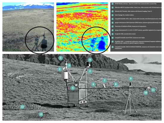 THE FIELD STATION SOLANDER’S EYE | Breiðamerkurjökull, Iceland
The thermal camera of the station is one of many sensitive instruments that work around the clock. How sensitive this is shown by clarity when the shadow marks a different temp.