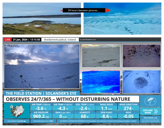 THE FIELD STATION SOLANDER’S EYE | Breiðamerkurjökull | Iceland. 
The landscape is constantly changing; in the last few days, with different forms of precipitation and varying temperature differences – follow it live with massive data… > www.ikfoundation.org/fieldstat…