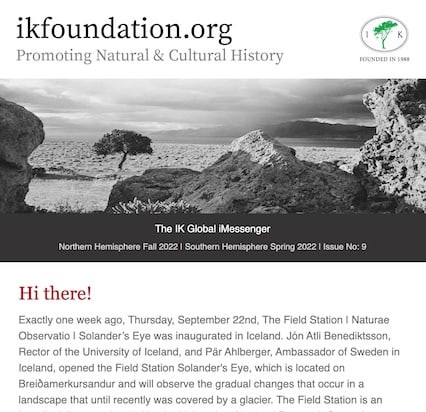 NEWS: The Field Station | Solander’s Eye in a UNESCO World Heritage Site  | The IK Foundation iMESSENGER | Issue No: 9 2022