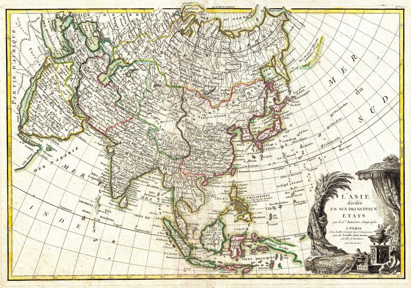 When these Swedish naturalists made observations in southeast Asia, the British trading company: the East India Company (EIC) and the Dutch East India Company (VOC), had already traded in the area for 150 years; together with the Chinese, Japanese, Portuguese and others much earlier in time. The trade took many different directions. For instance, the Chinese had strict control of their trade and from the start of the early 17th century allowed the Europeans to come to one harbour only, Canton [today Guangzhou], where they had to trade after local rules. China was a powerful country with a large population, meaning that trading and all local commercial enterprises were either made on their terms or during equal conditions. This was immediately profitable for the Chinese, but equally so for the Europeans, but first when they sold the goods in Europe or via trading along the sailing route. In opposite to a Spice Island like Ceylon [today Sri Lanka], where the Dutch rather easily had taken control of the island – cinnamon among other spices could be harvested, transported and sold in the most profitable way possible from the perspective of the Dutch company. They usually met small resistance at arrival on the islands and if not, such an area was ruthlessly conquered and local inhabitants became enslaved or had to work for their new masters. Judging by a wide array of research and preserved historical documents, the Dutch likewise as other Europeans, took advantage if they saw a future potential wherever they anchored, which became an important part of the overseas expansion. (Map of Asia, ca 1770 by Jean Janvier (1746-76). Public Domain). 