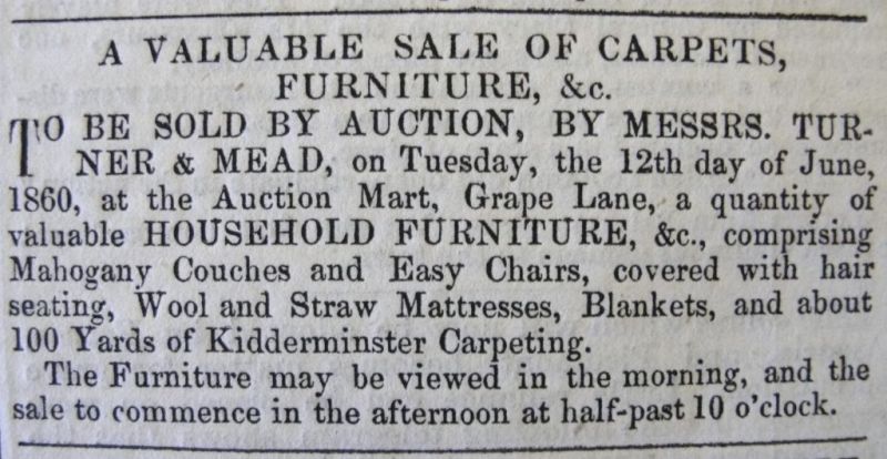 Advertisement in Whitby Gazette, May 1860 (Collection: Whitby Museum, Library & Archive).  Photo: Viveka Hansen, The IK Foundation, London.