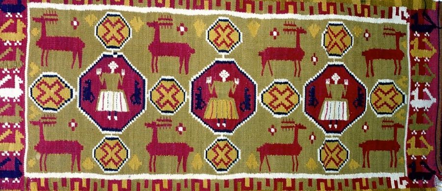 Example of cushion in double interlocked tapestry woven in the area of Herrestad, Skåne.  (Owner: Malmö museums. Photo: The IK Foundation, London).