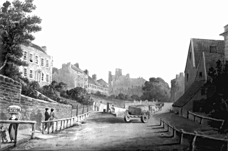 This early 19th century depiction of Bagdale Road in Whitby somewhat predate the first census of 1841, but even so being a good comparison. The people in clothes typical of the time include a woman carrying a laundry basket on her head. She is probably a laundress on her way either to collect dirty washing, or to return newly washed and ironed clothes to their owner at one of the large houses in the district. (Courtesy: Whitby Museum, Photographic Collection).