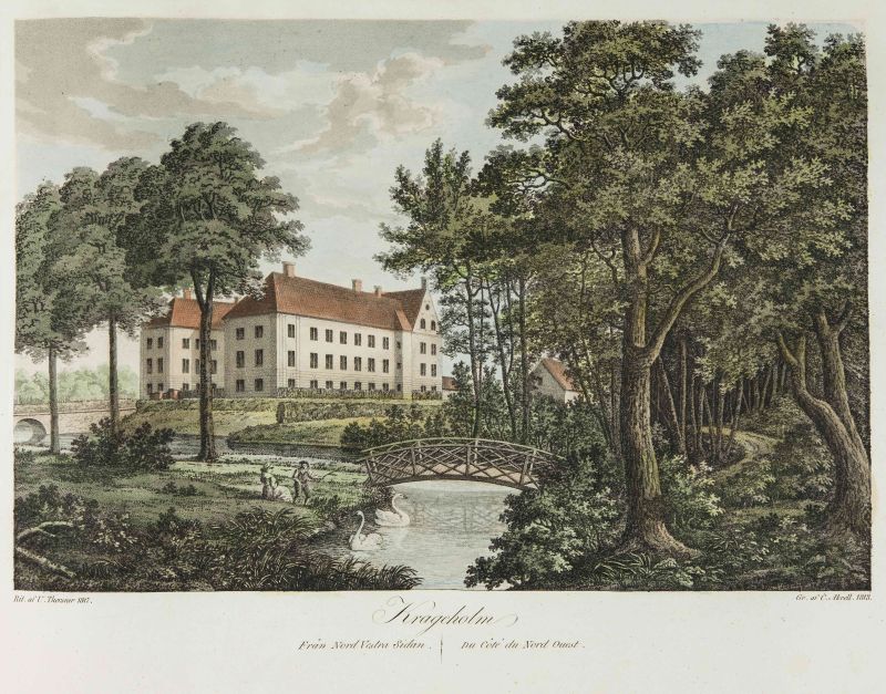 This somewhat later depiction gives a good view of Krageholm manor house, one of the Piper family’s country retreats since 1704, which came to be the starting point of the journey on 18th August in 1785. (Courtesy: Lund University Library, Sweden. Hand-coloured engraving, by U. Thersner 1817. Digital source – Alvin record. No. 183360).