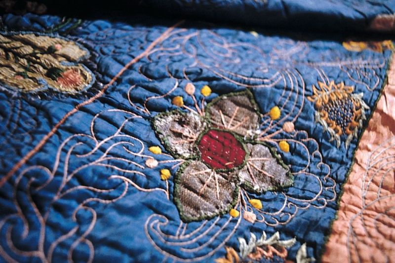 This quilted silk bedcover – with rich silk embroidery – is a typical example of textile furnishing that could have been used at Christinehof manor house in 1758. Silks of various designs and qualities seem to have been preferred in many rooms, judging by the listed bedcovers and bed curtains of the Inventory. (Collection: Malmö Museum, MM 52381) Photo: The IK Foundation, London.
