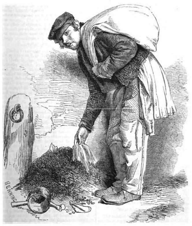 As a comparison to the rag workers included in the censuses of Whitby, Henry Mayhew (1812-1887) was a researcher into life and working conditions in London. His extensive work was based on walking the streets of the capital in the 1840s and 1850s, when he wrote down everything of interest in the speech of the people he interviewed. He recorded many informative comments on the conditions for textile workers. For instance, he noticed that rag gatherers were exceptionally poor, and since they were often themselves dressed in rags he considered them the poorest of the poor. This rag gatherer was illustrating his work ‘London Labour and the London Poor’ in 1851. (Courtesy of: Wikimedia Commons, Public Domain). 