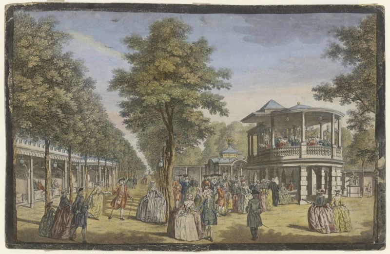 Another of Pehr Kalm’s observations connected to sources of light and textiles – in this case a multitude of burning lamps and the finely dressed visitors – may instead be gleaned from his lengthy stay in London. On 9 June 1748 in particular, when he made notes about the pleasure garden Vauxhall: ’…No man or woman is allowed into the garden here unless they pay a shilling on entry; one is then free to buy something to eat and drink or not; and one can listen to the music, stroll around, see and be seen etc. without any further expenditure; as soon as it begins to become somewhat dusky, lamps are lit everywhere, of which there are a great number here in the garden, and then burn until a little after 10, when all the guests have left, which happens around 10 o’cl., when the music and song cease. One sees a great variety here of statues and ornaments such as are used in gardens…’ His observation is an enlightening comparison to this almost contemporary illustration (c. 1750-60) from Vauxhall Garden, where lamps are clearly visible along the Grand Walk and in the open-air areas in the building to the right alike. (Courtesy: Garden Museum, Ref: 2011.096. Collection no. 2011.096. Watercolour by J.S. Muller c.1715-1792).