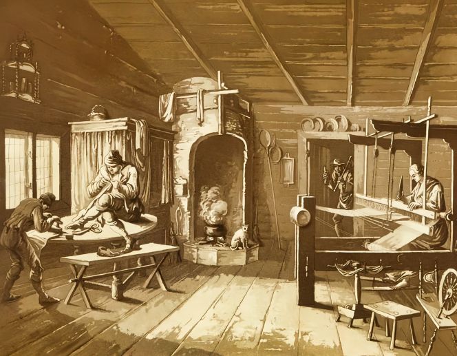 Aquatint by Johan Fredrik Martin (1755-1816) depicted a farmer’s cottage, probably during the period 1784-87, at a time when the artist travelled around the Swedish countryside. (Courtesy: Stockholmskällan. No: SSM 100304. Creative Commons). 