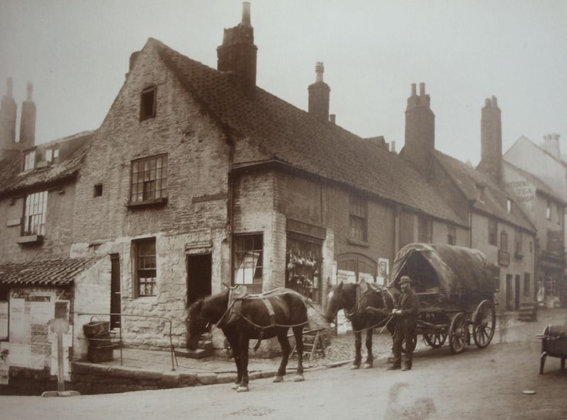 This 1880s photograph – contemporary with the Misses Stangoe’s millinery – gives a good impression of the  daily life on Flowergate in Whitby. It has not been possible to find a photograph of their shop, but the sisters’  worked and lived a bit further down on this side of the road. (Photo: Frank Meadow Sutcliffe).