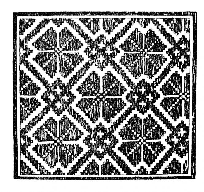 Illustration from the book ‘Esemplario di Lavori’ originally printed in 1529, a rich selection of such books were printed in Italy, France and Germany in the early modern period. Prints like these are believed to have had significant influence of the spreading of geometrical Renaissance motifs to the Nordic area – inspiring weavers, embroiderers, lacemakers and the like to copy or adjust the designs for their needs. (Zoppino… Facsimile, Venezia 1878).