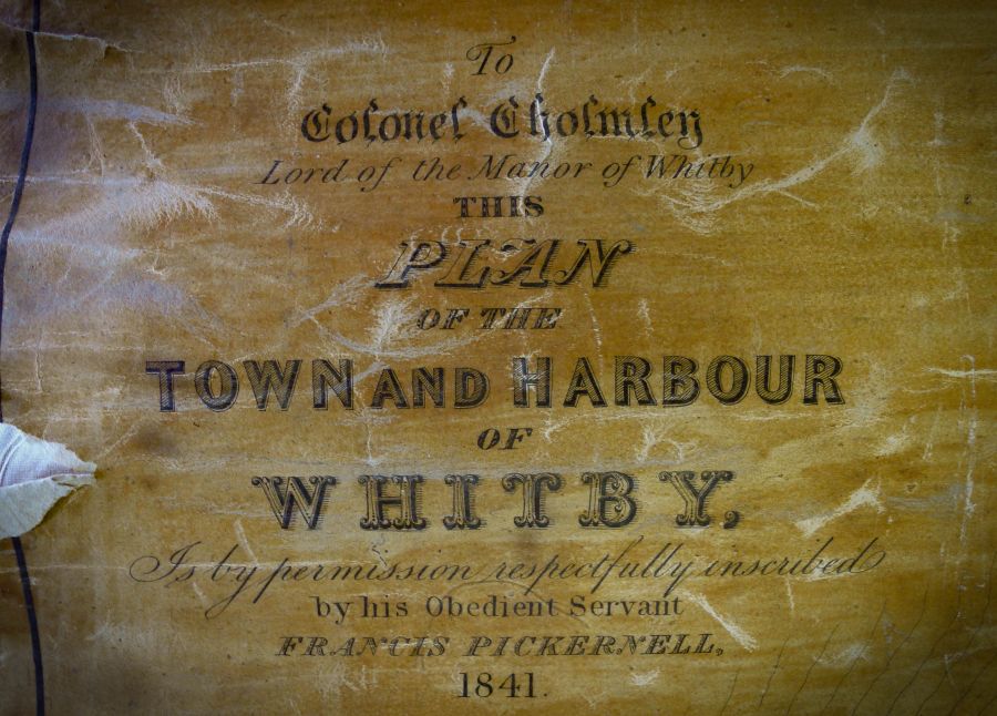 Francis Pickernell (1796-1871) was not only the maker of this large-scale and professionally surveyed plan of Whitby, already from 1822 he worked as an harbour engineer in the coastal town and built the swing bridge in 1835 among other local constructions. (Whitby Museum, Map Collection). Photo: Viveka Hansen.