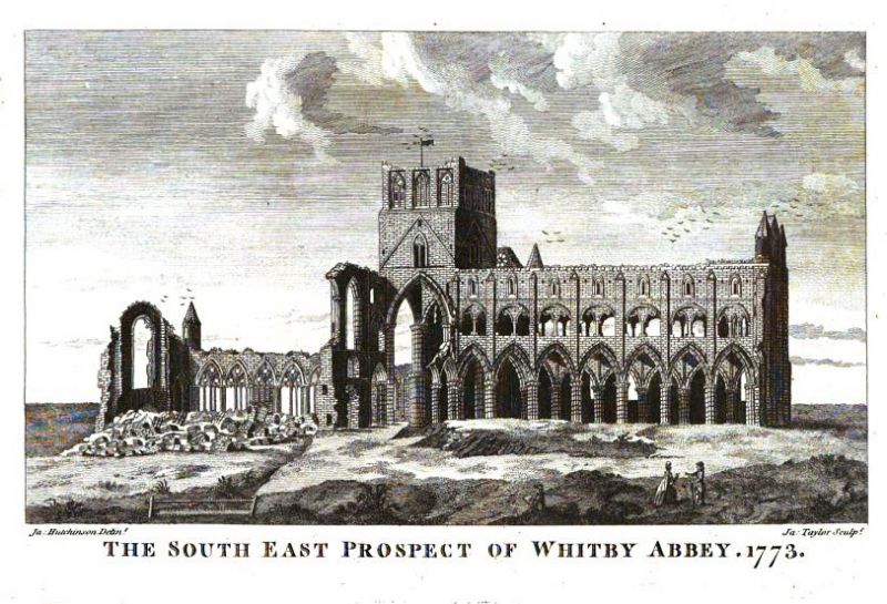 This detailed depiction of Whitby Abbey dating from 1773, introduced “Book Two” of Lionel Charlton’s publication. The image shows the contemporary reader a prospect of the disintegrated state of the Abbey, but also gives present day viewers a unique understanding of the building in the late 1700s which has today and since a long time been in ruins. Charlton’s comprehensive study of the Medieval Abbey and its history does on the other hand not reveal any more examples of its former textile treasures or everyday liturgical cloths/clothing. (Charlton, 1779, p. 48).