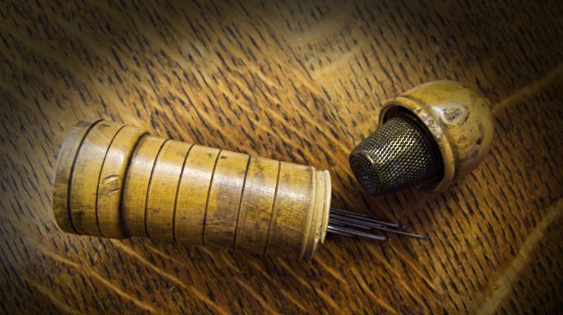 Practically shaped wooden needle case, with room for a thimble and needles for embroidery. (Collection: Whitby Museum, Social History Collection, SOH103). Photo: Viveka Hansen, The IK Foundation.