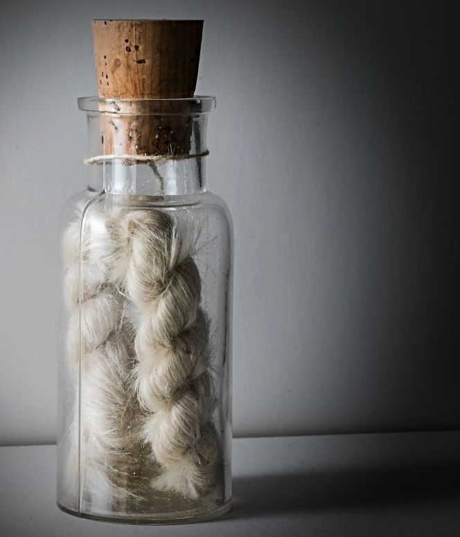 A skein of wool yarn in the sample collection gathered by economics professor Anders Berch around the 1750s-1760s can exemplify how yarn was tightly twisted into skeins after spinning. (Courtesy: The Nordic Museum, Stockholm. NM.0017648B:309. DigitaltMuseum).