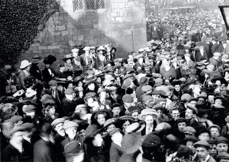 An interesting Whitby photograph from about 1910 titled ‘Awaiting an election announcement in Victoria Square’ shows everyone wearing some kind of outdoor headgear, from the plainest caps for boys to the large, highly decorated female hat styles in vogue at the time. (Courtesy: Whitby Museum…, Photographic Collection, LIB 7704).