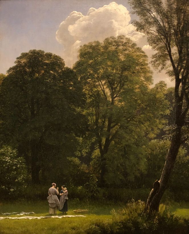A second example from the Golden Age of Danish painting is this oil on canvas, titled ’Bleaching Linen in a Clearing’ from 1858, by the landscape painter P.C. Skovgaard (1817-1875). The peaceful impression of a beech forest forms the backdrop to the women’s bleaching of white linen or cotton textiles, which they will carry home in the depicted basket from the sunny forest glade. To compose atmosphere and light in Danish nature was his speciality, and this romantic view of laundry tasks is a masterful depiction of that skill. (Collection: Statens Museum for Kunst, København, Denmark. No: KMS3772. On display in 2021). Photo: Viveka Hansen, The IK Foundation.