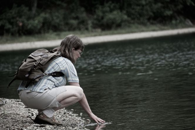 The author, during fieldwork within the Bridge Builder Expedition – North America, by Walden Pond in July 2014. Close-by to where Thoreau’s cabin once was situated, on the site for his daily life and work during two years, starting from the summer of 1845. Photo: The IK Foundation, London.