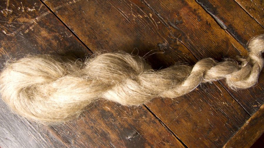 Unspun flax, which needed to be spun and twinned before it was strong enough for a warp thread.  (Private ownership). Photo: The IK Foundation, London.