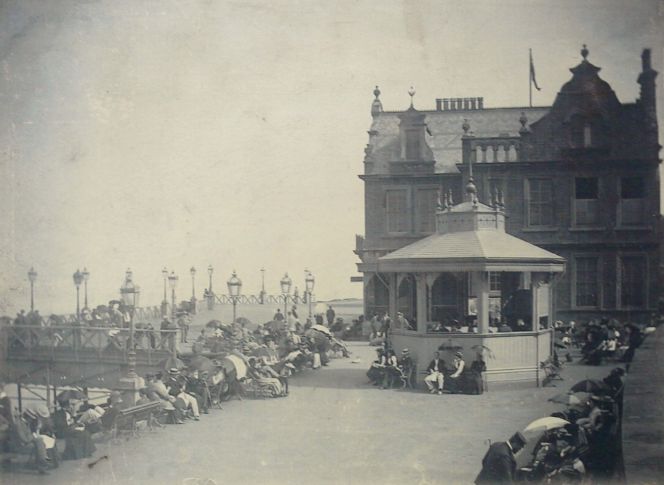 The Pavilion, built in the 1870s on the cliff side, was a popular area for entertainment and relaxing  on a warm summer’s day. (Courtesy of: Whitby Museum, Photographic Collection, unknown photographer).